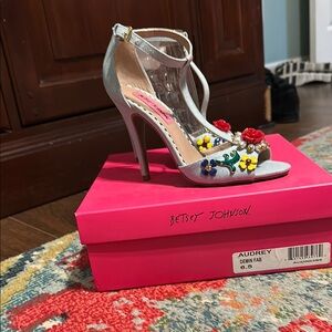Betsey Johnson Women's Light Blue Floral Heels